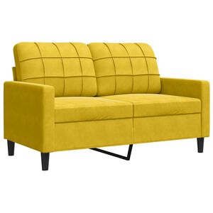 vidaXL Sofa 2-osobowa, ż&oacute;łta, 120 cm, tapicerowana aksamitem