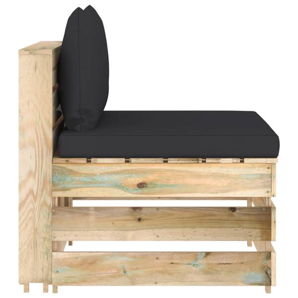 vidaXL Moduł sofy środkowej z poduszkami, impregnowane drewno