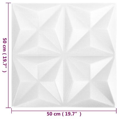 vidaXL Panele ścienne 3D, 48 szt., 50x50 cm, biel origami, 12 m²