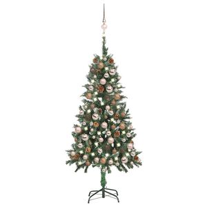 vidaXL Sztuczna choinka z lampkami, bombkami i szyszkami, 150 cm