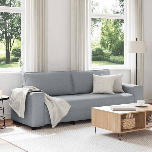 vidaXL Sofa 3-osobowa, jasnoszara, 220x77x82 cm, tapicerowana tkaniną