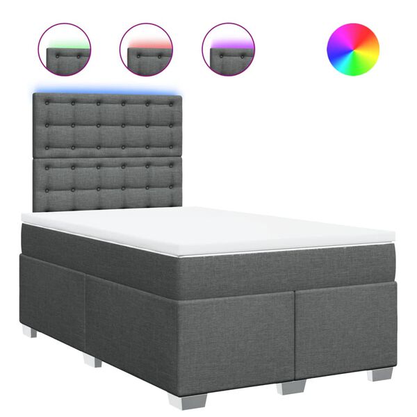 vidaXL Ł&oacute;żko kontynentalne z materacem, ciemnoszare, 120x190cm tkanina