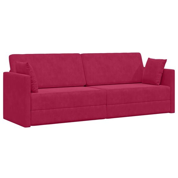 vidaXL Sofa podłogowa z funkcją spania 200cm Czerwone wino Aksamit
