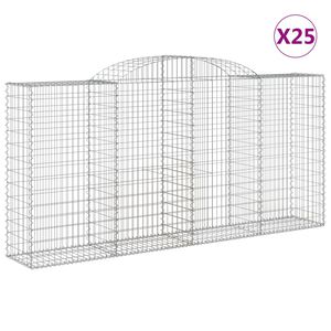 vidaXL Kosze gabionowe, 25 szt, 300x50x140/160cm, galwanizowane żelazo