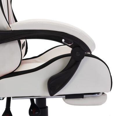 vidaXL Fotel dla gracza z RGB LED, czarno-biały, sztuczna skóra