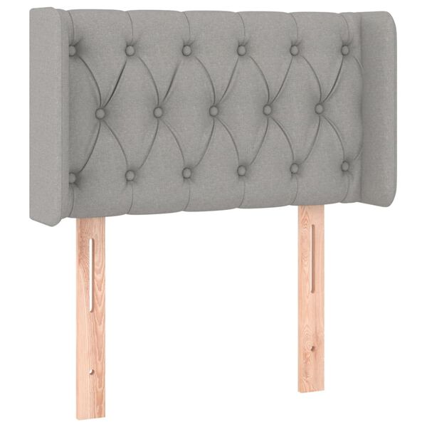 vidaXL Zagł&oacute;wek do ł&oacute;żka z LED, jasnoszary, 83x16x78/88 cm, tkanina