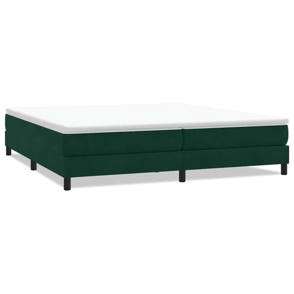 vidaXL Ł&oacute;żko Box Spring bez materaca Ciemnozielone 200x210 cm Aksamit