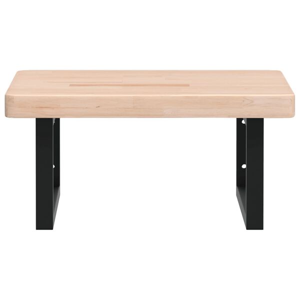 vidaXL Półka ścienna pod umywalkę, stal i lite drewno dębowe