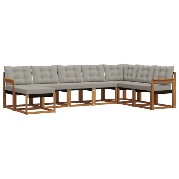 vidaXL Zestaw sof na zewnątrz z poduszką 8 pcs Naturalny i Jasny Szary