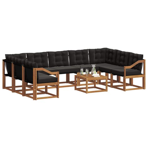 vidaXL Zestaw sof na zewnątrz z poduszką 10 pcs Naturalny i czarny