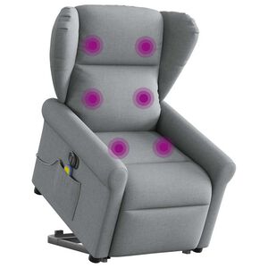 vidaXL Podnoszony fotel masujący, elektryczny, rozkładany, jasnoszary