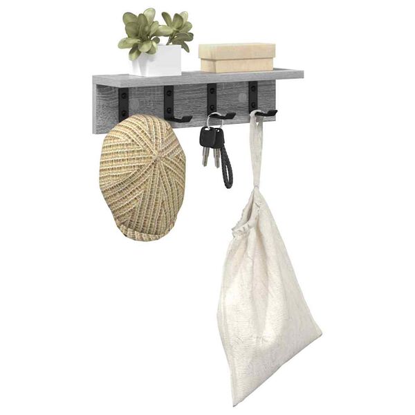 vidaXL Wieszak na płaszcze montowany na ścianie Szary Sonoma