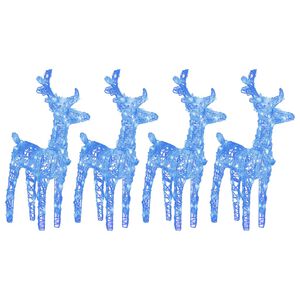 vidaXL Świąteczne renifery, 4 szt., 160 niebieskich LED, akryl