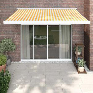 vidaXL Zwijana markiza, ż&oacute;łto-biała, 3x2,5 m, tkanina i aluminium