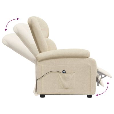 vidaXL Fotel ułatwiający wstawanie, kremowy, obity tkaniną