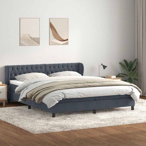 vidaXL Ł&oacute;żko typu Box Spring z materacami Ciemnoszary 180x220 cm