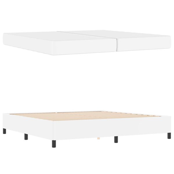 vidaXL Ramka ł&oacute;żka z materacem Biały 200 x 200 cm tkanina