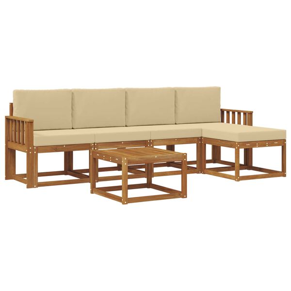 vidaXL Zestaw sof na zewnątrz z poduszką 6 pcs Naturalny i Beżowy