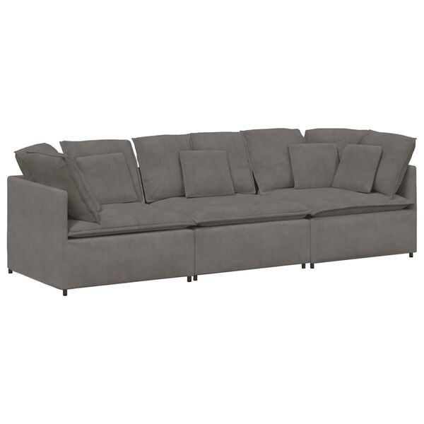 vidaXL Sofa modułowa z poduszkami Tkanina sztruksowa Jasnoszara