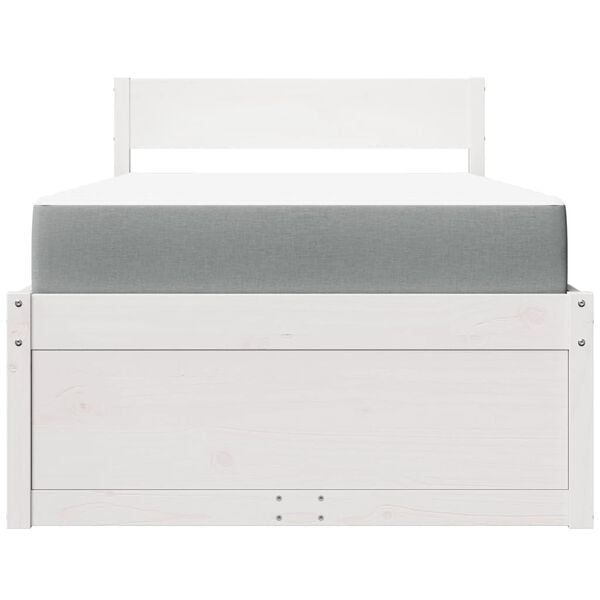 vidaXL Ł&oacute;żko z szufladami i materacem, białe, 90x200 cm, sosnowe