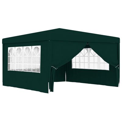 vidaXL Namiot imprezowy ze ściankami, 4x4 m, zielony, 90 g/m²