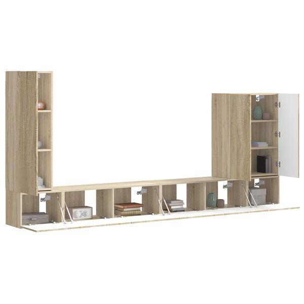 vidaXL Zestaw szafki pod telewizor na ścianę 6 pcs Dąb Sonoma