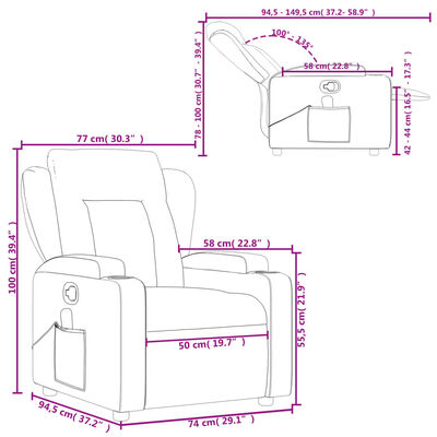 vidaXL Rozkładany fotel masujący, szary, obity sztuczną skórą