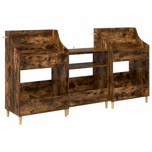 vidaXL Zestaw P&oacute;łek na Media 3 szt. Dąb wędzony 212 x 46 x 112 cm