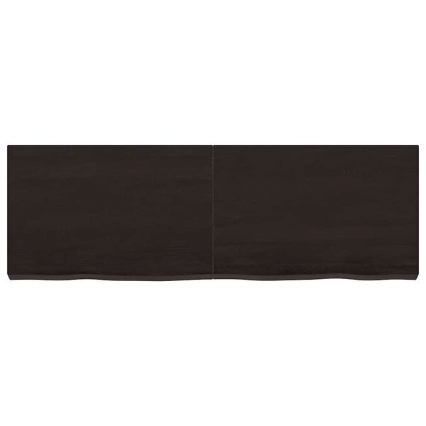 vidaXL Blat stołu, ciemnobrązowy, 120x40x(2-6) cm, lite drewno dębowe