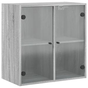 vidaXL Szafka wisząca, szklane drzwi, szary dąb sonoma, 68x37x68,5 cm