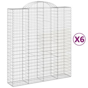 vidaXL Kosze gabionowe, 6 szt, 200x50x220/240 cm, galwanizowane żelazo