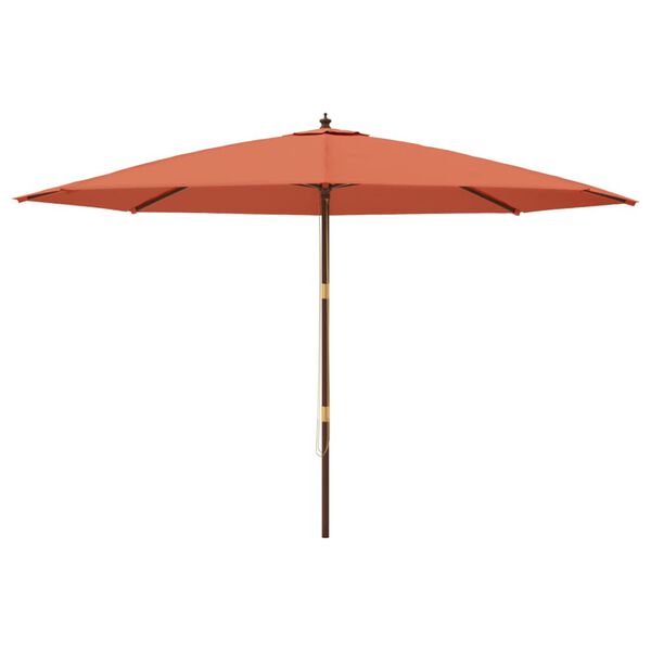 vidaXL Parasol ogrodowy na drewnianym słupku, terakotowy, 400x273 cm