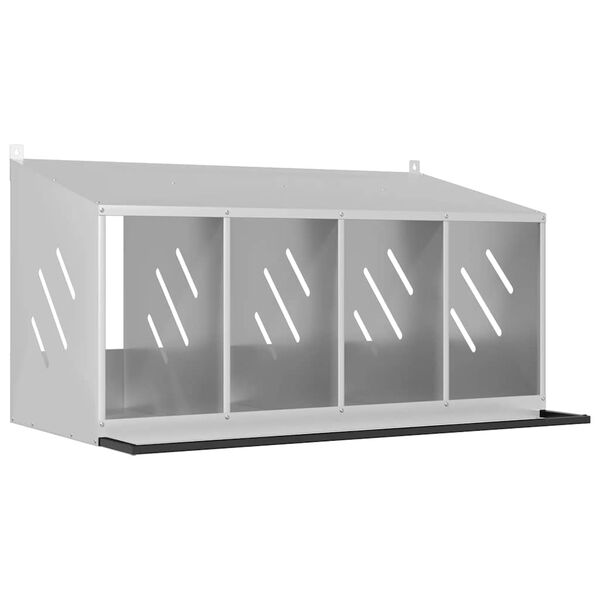 vidaXL Gniazdo dla kur z 4 przegrodami, metal w kolorze srebrnym