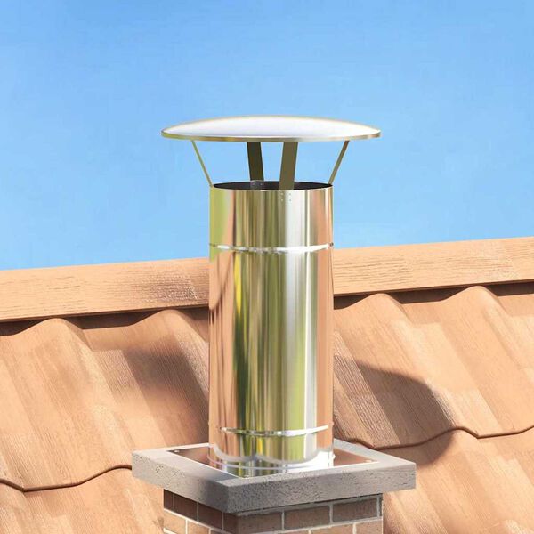 vidaXL Przedłużenie kominka Srebrny 35 x 35 x 65 cm Stal nierdzewna