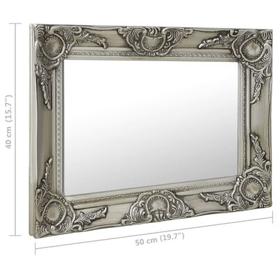 vidaXL Lustro ścienne w stylu barokowym, 50x40 cm, srebrne