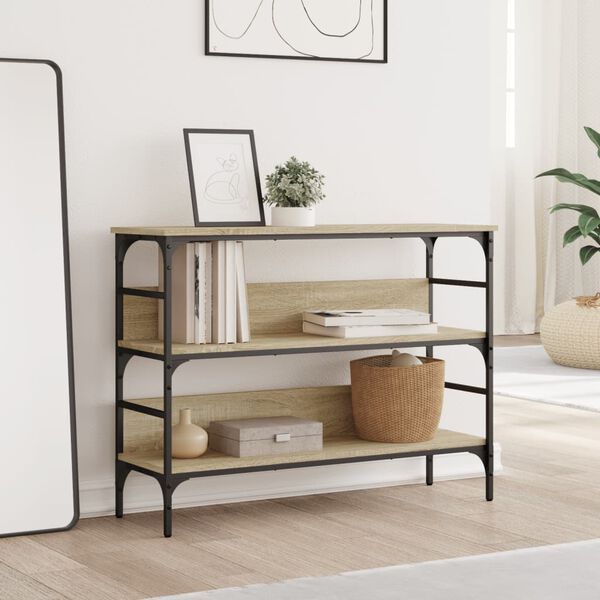 vidaXL Stolik konsolowy, dąb sonoma, 100x32x75 cm