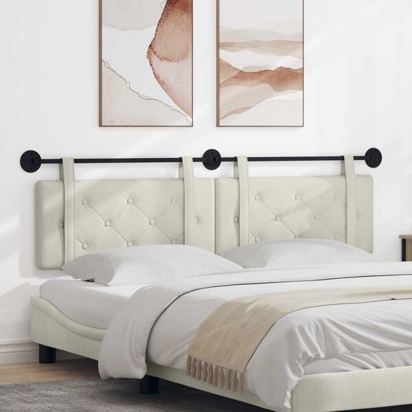 vidaXL Wisząca Głowa Kremowy 190 x 55 x 5 cm Aksamit