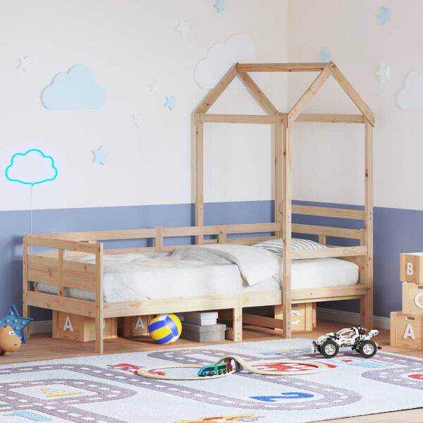 vidaXL Ł&oacute;żko dzienne z dachem, 90x200 cm, lite drewno sosnowe