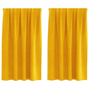 vidaXL Zasłony zaciemniające 2 pcs Musztardowy Ż&oacute;łty 140 x 140 cm