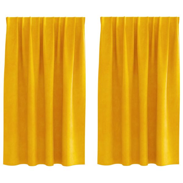vidaXL Zasłony zaciemniające 2 pcs Musztardowy Ż&oacute;łty 140 x 140 cm