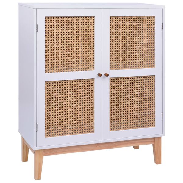 vidaXL Szafka, biała, 80 x 35 x 100 cm, MDF i rattan