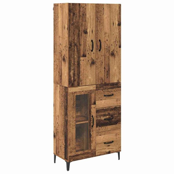 vidaXL Highboard Montowane na ścianie Stare drewno 69,5 x 34 x 180 cm