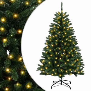 vidaXL Sztuczna choinka z zawiasami 150 cm 150 LED Ciepła biel stal