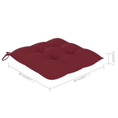vidaXL Fotel bujany z poduszką w kolorze wina, lite drewno tekowe