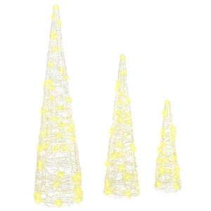 vidaXL Choinka 3 szt. 90 LED Ciepła biel 20 x 20 x 80 cm Akryl