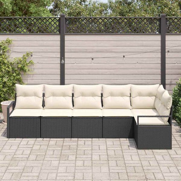 vidaXL Zestaw Sof 6 pcs Czarny polirattan