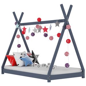 vidaXL Rama ł&oacute;żka dziecięcego, szara, lite drewno sosnowe, 90 x 200 cm