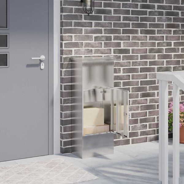 vidaXL Skrzynka na przesyłki z drzwiami Czarny 44,5 x 29 x 110,5 cm