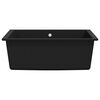 vidaXL Zlew kuchenny z otworem przelewowym, czarny, granitowy