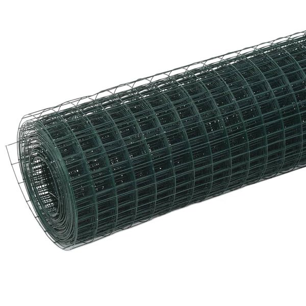 vidaXL Ogrodzenie z siatki, stal i PVC, 25x1,5 m, zielone